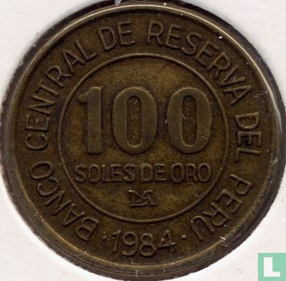 Peru 100 soles de oro 1984 "150th anniversary Birth of Admiral Grau" - Afbeelding 1