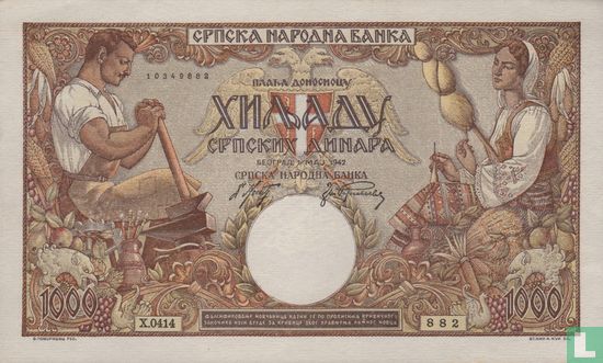 Serbie 1000 dinars - Image 1