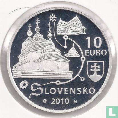 Slovakia 10 euro 2010 (PROOF) "Wooden Churches of the Slovak Part of the Carpathian Mountain Area" - Image 1