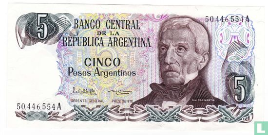 Argentina 5 Pesos Argentinos 1983 (signature 2) - Image 1