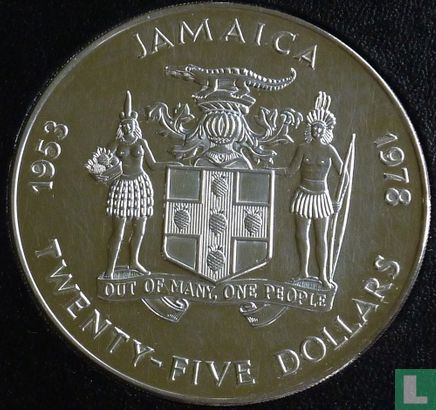 Jamaica 25 dollars 1978 (PROOF) "25th anniversary Coronation of Queen Elizabeth II" - Image 1
