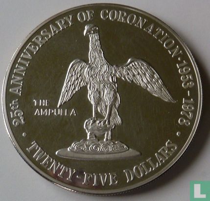 Îles Caïmans 25 dollars 1978 (BE) "25th anniversary Coronation of Queen Elizabeth II - Ampulla" - Image 2