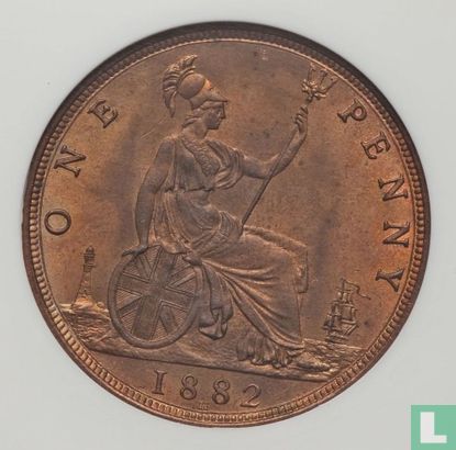 Royaume-Uni 1 Penny 1882H (flat shield) - Image 1