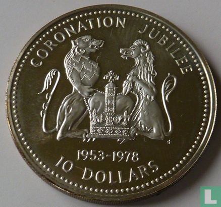 Îles Cook 10 dollars 1978 (BE) "25th Anniversary of the Coronation of Queen Elizabeth II" - Image 2