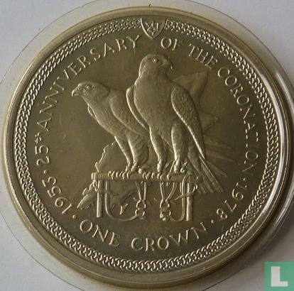 Île de Man 1 crown 1978 (BE - cuivre-nickel) "25th anniversary of the Coronation of Queen Elizabeth II" - Image 1