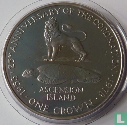 Ascension 1 crown 1978 (PROOF) "25th anniversary of the Coronation of Queen Elizabeth II" - Afbeelding 2