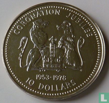Cook Islands 10 dollars 1978 "25th Anniversary of the Coronation of Queen Elizabeth II" - Image 2
