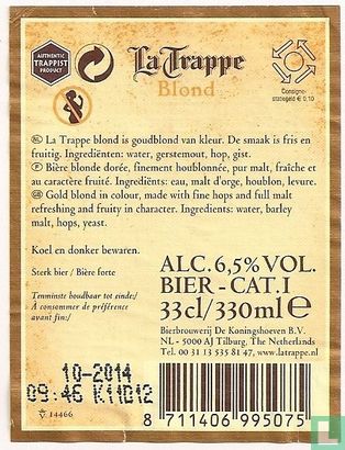 La Trappe Blond 33 cl (14466) - Image 2