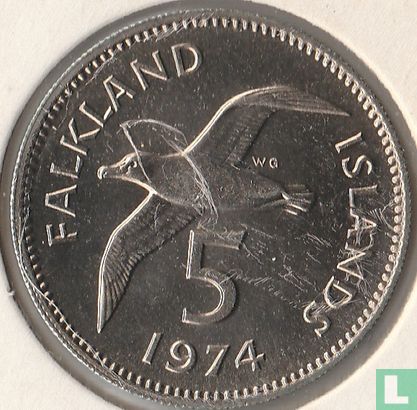 Falkland Islands 5 pence 1974 - Image 1