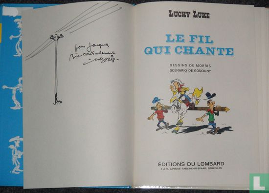 Morris-Lucky Luke-the singing wire dedicace - Image 1