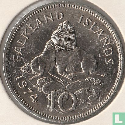 Falkland Islands 10 pence 1974 - Image 1