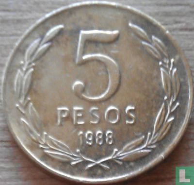 Chili 5 pesos 1988 - Image 1