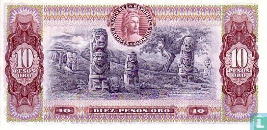 Kolumbien 10 Pesos Oro 1975 - Bild 2