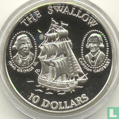 Solomon Islands 10 dollars 1994 (PROOF) "Sailing ship Swallow" - Image 2