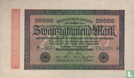Duitsland 20.000 Mark  (P.85a - Ros.84b) - Afbeelding 1