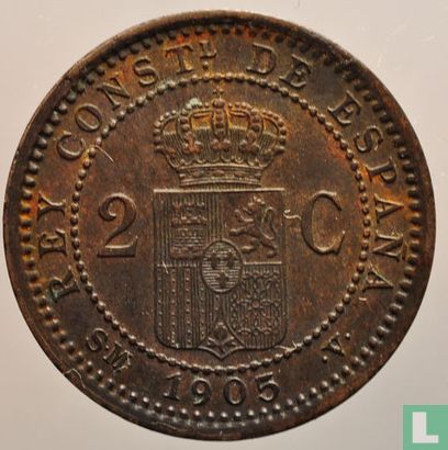 Espagne 2 centimos 1905 - Image 1