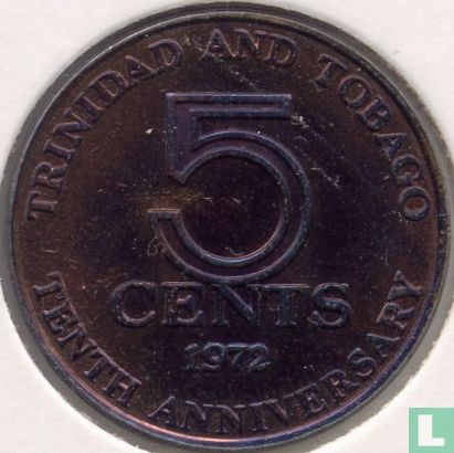 Trinité-et-Tobago 5 cents 1972 (avec FM) "10th anniversary of Independence" - Image 1