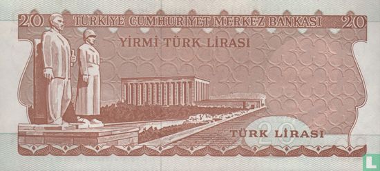 Turkije 20 Lira ND (1983/L1970) - Afbeelding 2