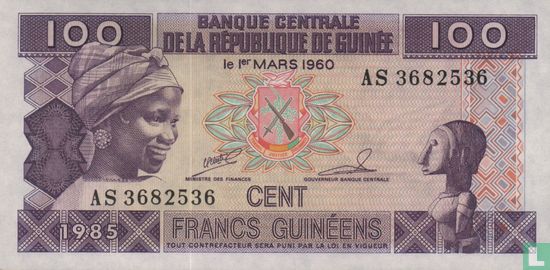 Guinee 100 Francs 1985 - Afbeelding 1