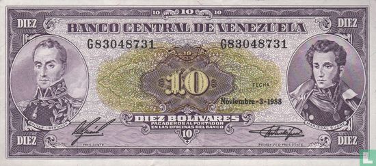 Venezuela 10 Bolívares 1988 - Afbeelding 1