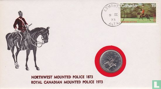 Canada 25 cents 1973 (Numisbrief) "100th anniversary Royal Canadian Mounted Police" - Afbeelding 1