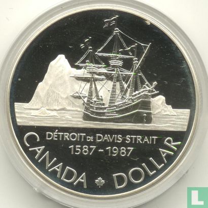 Canada 1 dollar 1987 (PROOF) "400th anniversary of John Davis' exploration of Baffin Island and the Gulf of Cumberland" - Image 1