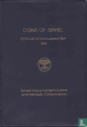 Israël coffret 1979 (JE5739 - portefeuille bleu avec les lettres d'or et de cartes d'extension anglais) - Image 1