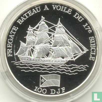 Djibouti 100 francs 1994 (PROOF) "Frigate - 17th century sailing boat" - Afbeelding 2