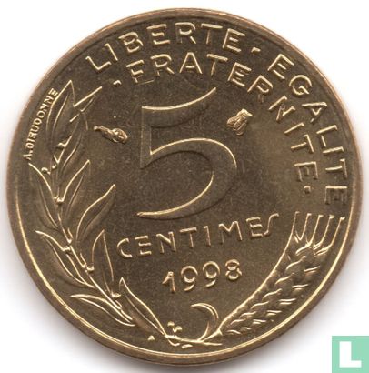 Frankrijk 5 centimes 1998 - Afbeelding 1