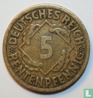 Empire allemand 5 rentenpfennig 1924 (F) - Image 2