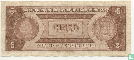 République Dominicaine 5 Pesos Oro 1975 - Image 2