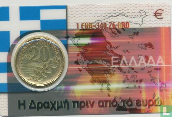 Greece 20 drachmes 1992 (Coincard) - Image 1