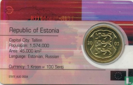Estland 1 kroon 2001 (Coincard) - Afbeelding 2