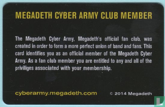 Megadeth Pass, Cyber Army Membership Pass 2014 - Image 2