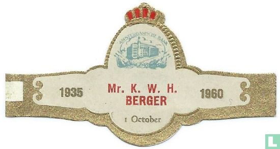 Amsterdamsche Bank Mr. K. W. H. Berger 1 October - 1935 - 1960 - Image 1