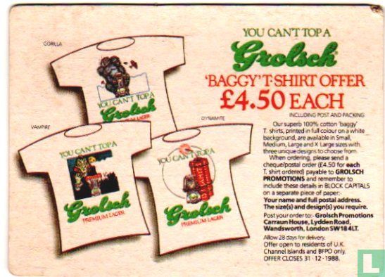 0091 You can't top a Grolsch 'Baggy' T-shirt offer - Afbeelding 2