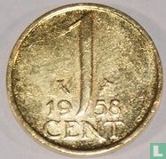 Nederland 1 cent 1958 verguld - Afbeelding 1