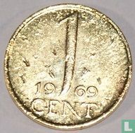 Nederland 1 cent 1969 verguld - Afbeelding 1
