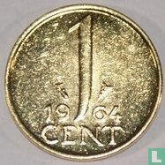 Nederland 1 cent 1964 verguld - Afbeelding 1