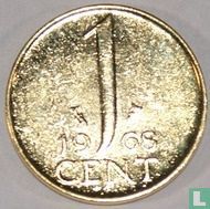 Nederland 1 cent 1968 verguld - Afbeelding 1