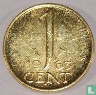 Nederland 1 cent 1963 verguld - Image 1