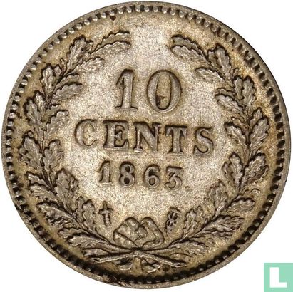 Nederland 10 cents 1863 - Afbeelding 1