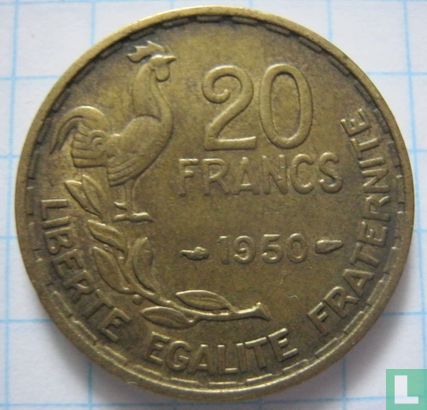 France 20 francs 1950 (without B - GEORGES GUIRAUD - 3 feathers) - Image 1