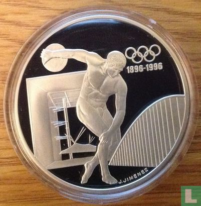 Frankrijk 100 francs 1994 (PROOF) "1996 Summer Olympics in Atlanta - Discus Thrower" - Afbeelding 2