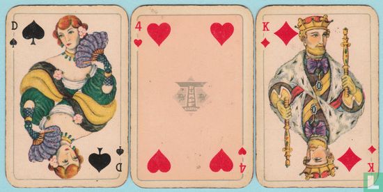Patience No. 25, Walter Scharff K.G., München, 52 Speelkaarten + 1 joker + 1 extra card, Playing Cards, 1925 - Afbeelding 3