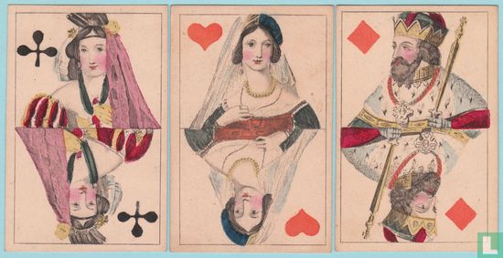 Biedermeierdamen, Joh. Conrad Jegel, Neurenberg, 40 Speelkaarten, Playing Cards, 1860 - Bild 2