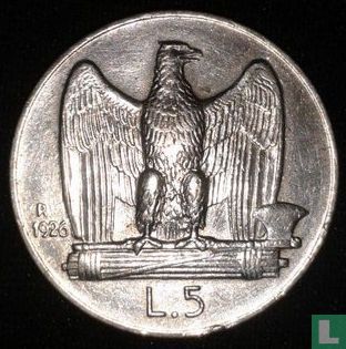 Italie 5 lire 1926 - Image 1