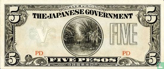 Filipijnen 5 Pesos 1942 - Afbeelding 1