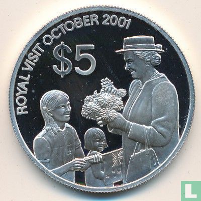 Nieuw-Zeeland 5 dollars 2001 (PROOF) "Royal Visit" - Afbeelding 2