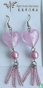 Ohrhänger Herz mit Folie rosa - Afbeelding 2